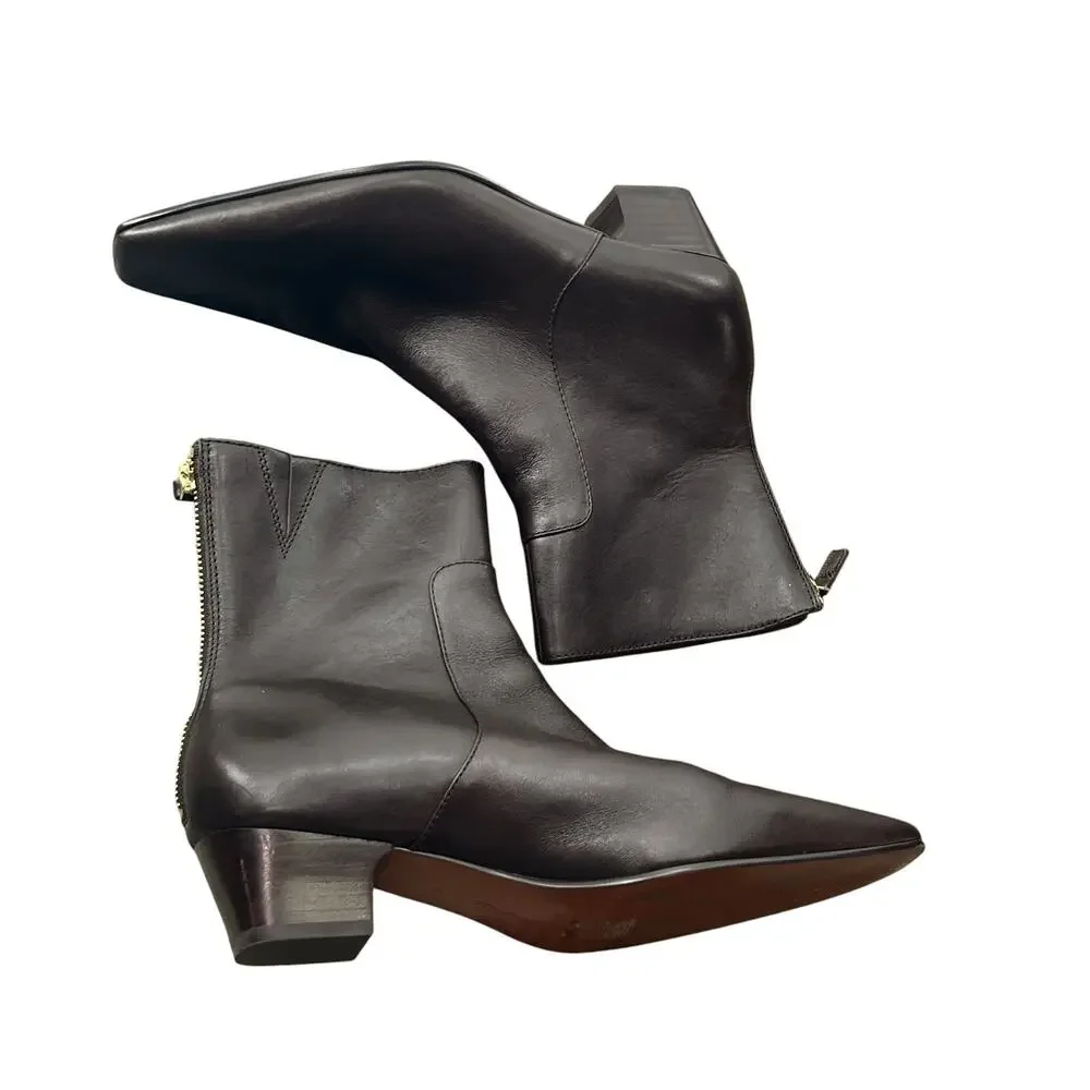Madewell the Lexie Ankle Boots Square Toe True Black Smooth Leather Size 6